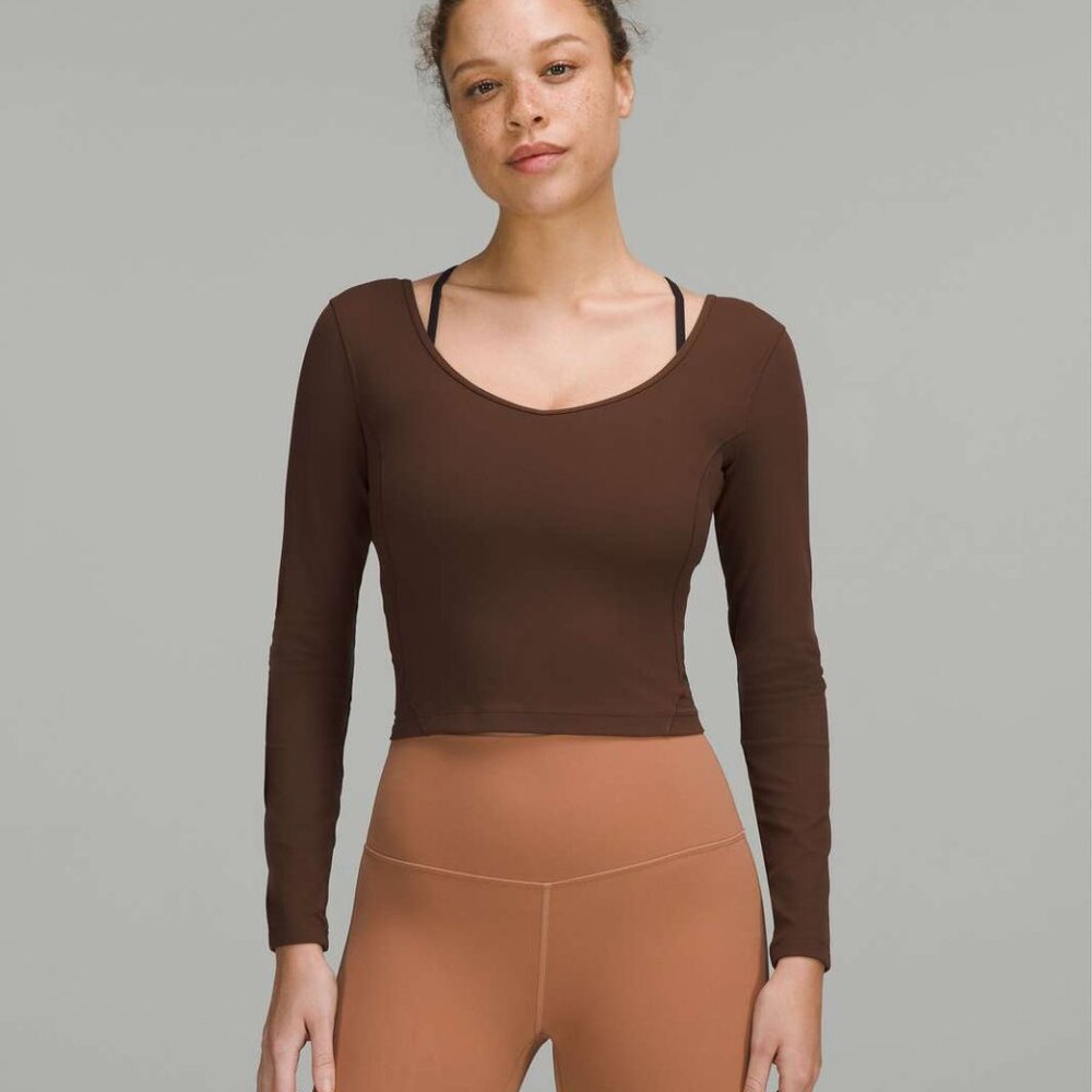 lululemon athletica Brown Long Sleeve Crop Top